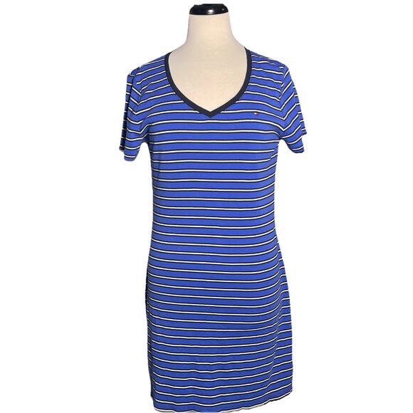 Tommy Hilfiger Dresses & Skirts - Tommy Hilfiger Women’s T-shirt Dress Cotton Blend Logo Blue Stripe Size Medium